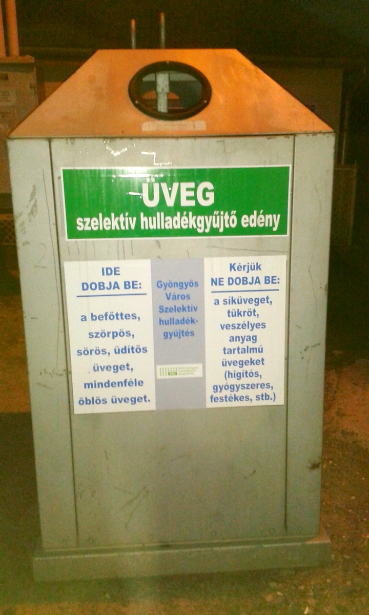 Üveggyűjtő edények Abasáron