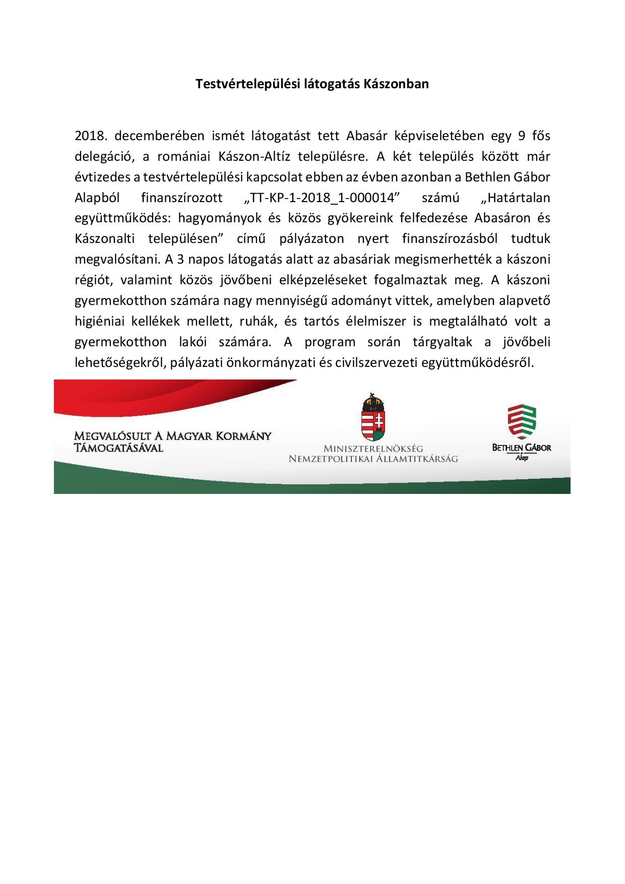 Testvér települési látogatás Kászonban